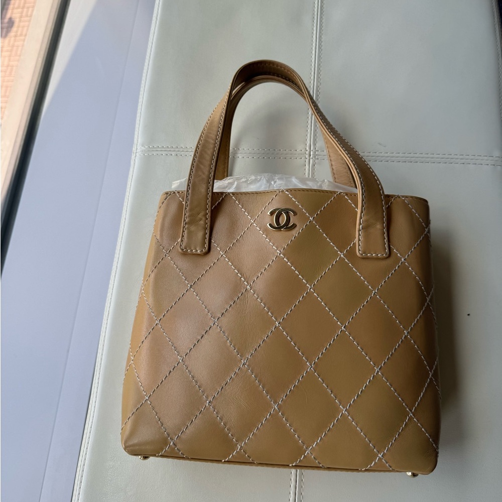 Chanel wild stitch small leather tote